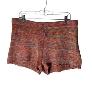 BCBGMAXAZRIA Runway Marled Knit Shorts Crochet Rainbow Orange Size Large